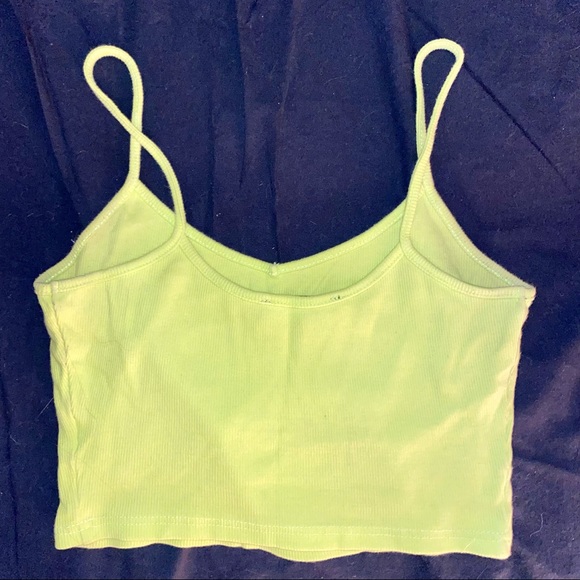 Neon Green Ribbed Cropped Tank - Picture 2 of 2